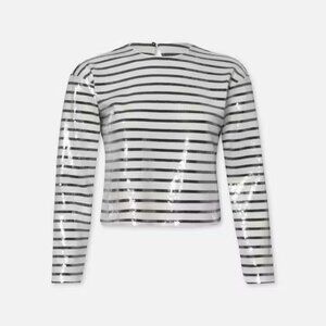 Frame Striped Sequin Top in Navy